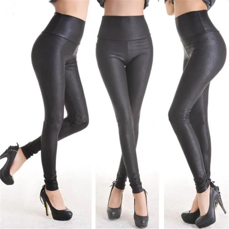 Fashion Serpentine Sexy Leggings Womens Leggins Stretch High Waist quality Faux Leather Pants Plus Size YAK0010