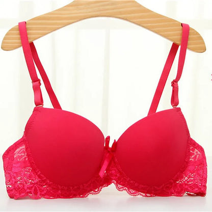 A B Small Chest Size Women Bra Thin Cup Mold Soft Cotton Brassiere Hollow Out Lace Underwear Sexy Lace  34 36 38