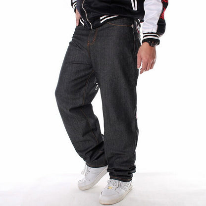 Mens Jeans Top Rushed Stripe Loose Hip Hop Jeans Men Printed Hiphop Demin Pants Tide Trousers Embroidered Flower Wings