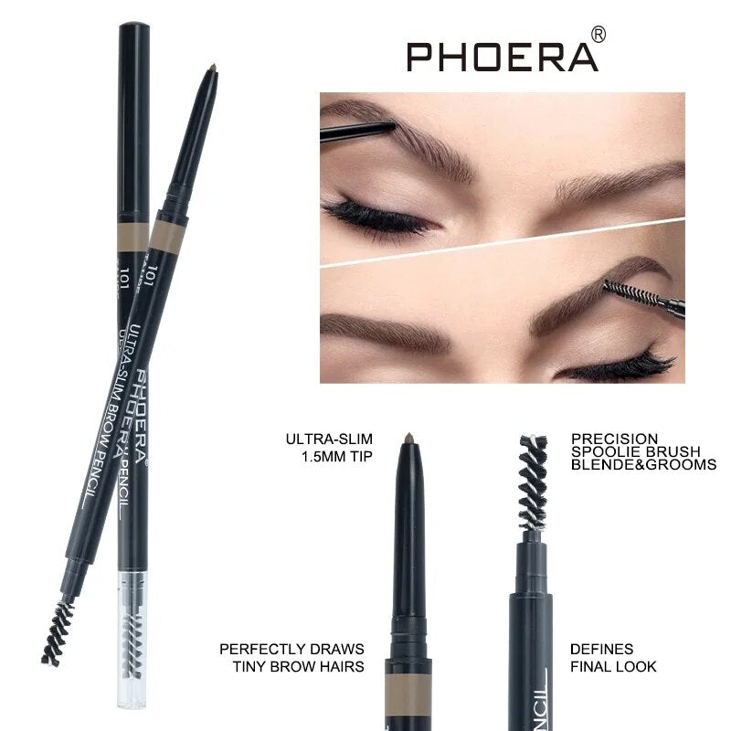 Double Ended Triangle Eyebrow Pencil Ultra-fine Eye Brow Natural Long Lasting Black Brown Tint Cosmetics Tools Eyebrow Makeup