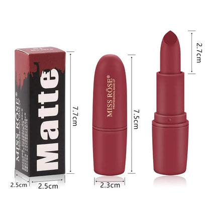 MISS ROSE Lipstick Waterproof Long Lasting Nude Matte Makeup Sexy Red Lips Cosmetics Batom