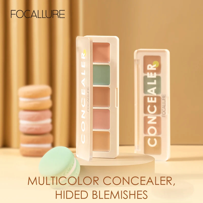 FOCALLURE 5 Colors Concealer Palette Waterproof Long Lasting Makeup Foundation Cream Brighten Face Contour Makeup Cosmetics