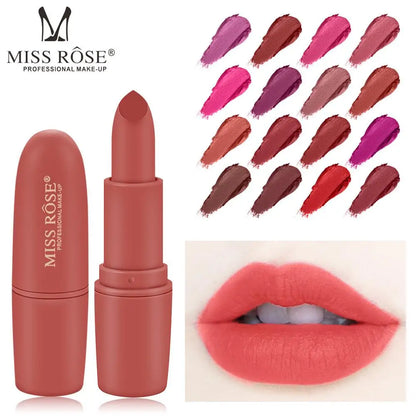 MISS ROSE Lipstick Waterproof Long Lasting Nude Matte Makeup Sexy Red Lips Cosmetics Batom