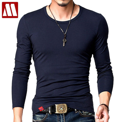 Hot 2023 New Spring Fashion Brand O-Neck Slim Fit Long Sleeve T Shirt Men Trend Casual Mens T-Shirt Korean T Shirts 4XL 5XL A005