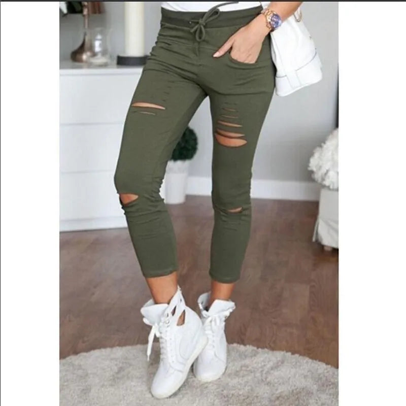 2023 New Ripped Jeans For Women Women New Ripped Trousers Stretch Pencil Pants Leggings Women Jean Casual Slim Ladies Jeans