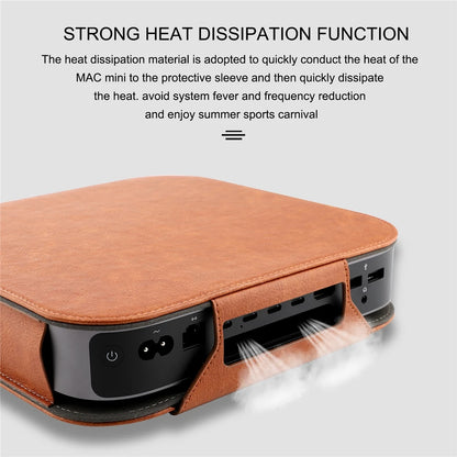 PU Leather Bracket Stand Case Cover for 2023 M2 2020 M1 Mac Mini Desktop 2018 Full Protection Pouch Sleeve Anti-skid Shockproof