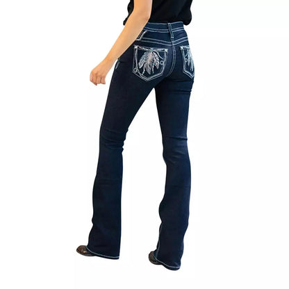 Bootcut Jeans With Embroidery Designs On Back Pocket For Women Embroidery Jeans Woman Pants Denim Ladies Casual Jeans