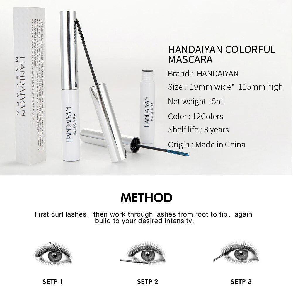 Green 2.5mm Slim Brush Head Mascara Increase eyelash volume lengthen eyelashes Natural Waterproof Long-Lasting Eye Cosmetic