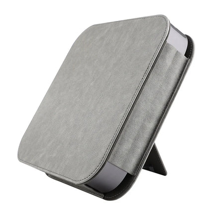 PU Leather Bracket Stand Case Cover for 2023 M2 2020 M1 Mac Mini Desktop 2018 Full Protection Pouch Sleeve Anti-skid Shockproof