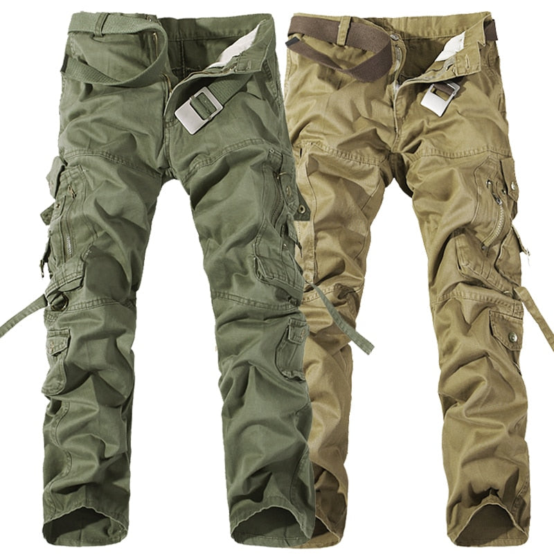 2022 New Men Cargo Pants Army Green Big Pockets Decoration Mens Casual Easy Wash Autumn CottonTrousers Plus Size 42
