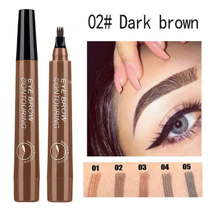 VIP Link 5 Colors Eyebrow Tattoo Pen Waterproof 4 Points Eyebrow Pen Long Lasting Liquid Brow Pencil Natural  Eyebrow Pencil