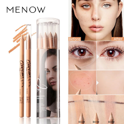 Hot Selling Menow P137 Wooden Rod Concealer Pen Cover 12 Scars Color Pencil High Gloss Pen Makeup Goods Cosmetic Gift for Women