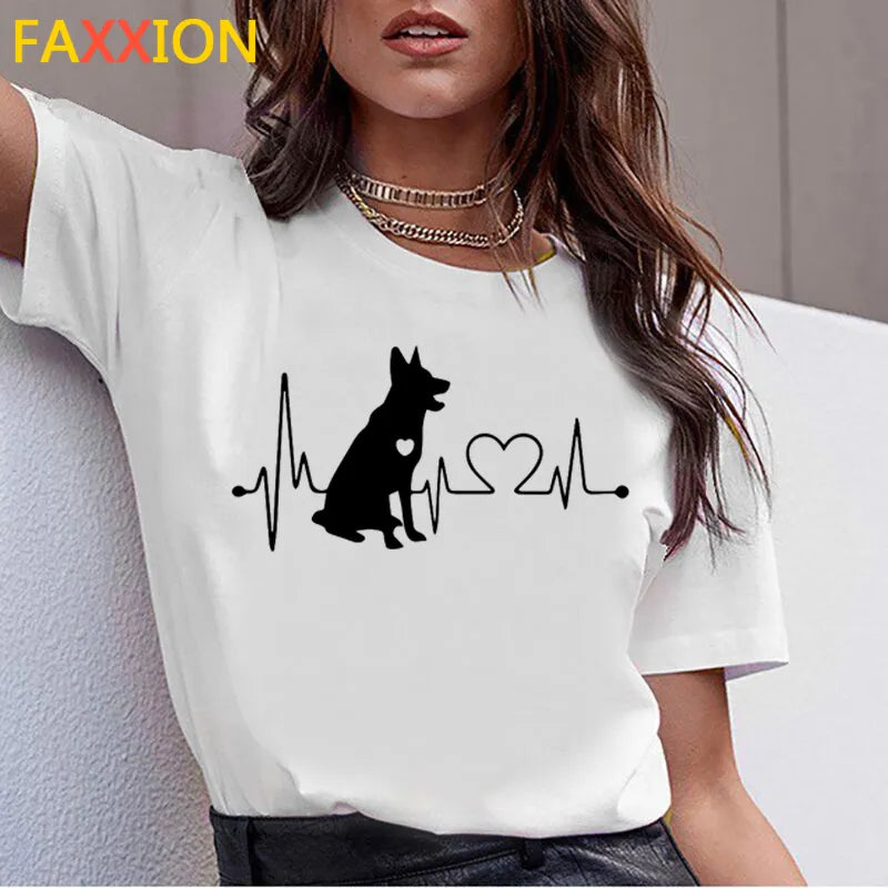 Dachshund Pug Teckel Dog TShirt Women Summer Cute French Bulldog Frances German Shepherd T-shirt Pit Bull Tshirt Top Female