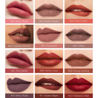 O.TWO.O Makeup Matte Lip Gloss Super Soft No Sticky Woman Sexy Red Brown Nude Lipstick Waterproof Lips Cosmetics