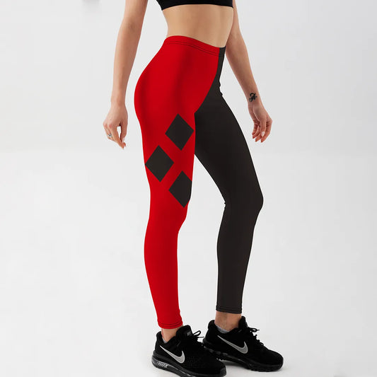 Women's Red and Black Leggings milk digital printed pants
