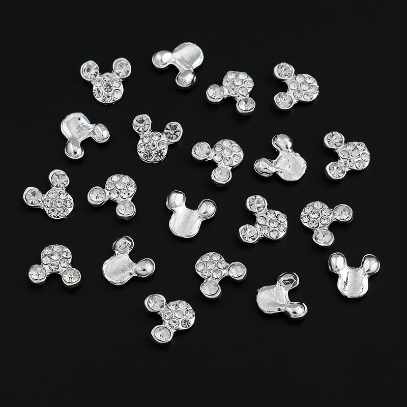 10 Pcs High Quality Glitter Full Drill Mouse Nail Art Decorations Alloy Rhinestones 3d Nail Jewelry Charms For Nails