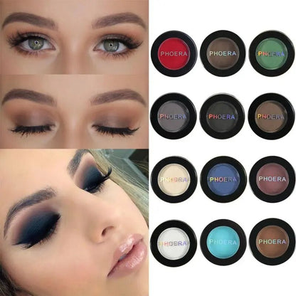 PHOERA Matte 12 Colors Eye Shadow Powder Easy To Color Single Eyeshadow Palette Long-lasting Beauty Eye Makeup Cosmetics TSLM1