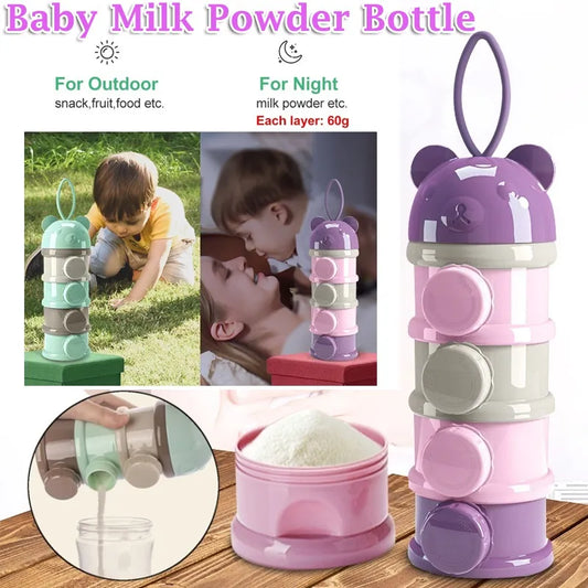 3/4 Layers Side Open Design Portable Milk Powder Bottle Detachable Baby Infant Food Feeding Travel Storage Container Box