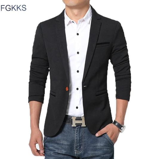 FGKKS New Arrival Luxury Men Blazer New Autumn Fashion Brand Slim Fit Men Suit Terno Masculino Blazers Male
