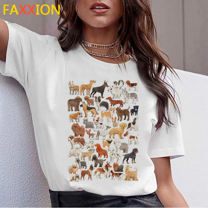 Dachshund Pug Teckel Dog TShirt Women Summer Cute French Bulldog Frances German Shepherd T-shirt Pit Bull Tshirt Top Female