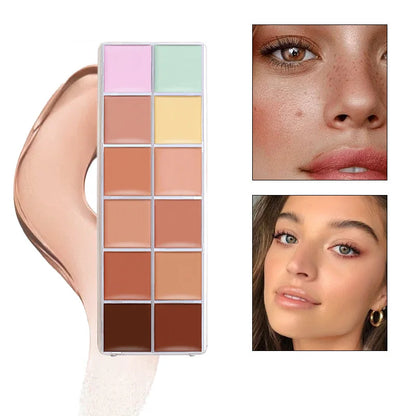 12 Color Concealer Palette Nude Contour Cream Acne Spot Dark Circles Cover Face Foundation Brighten Pigment Cosmetic Makeup Tool