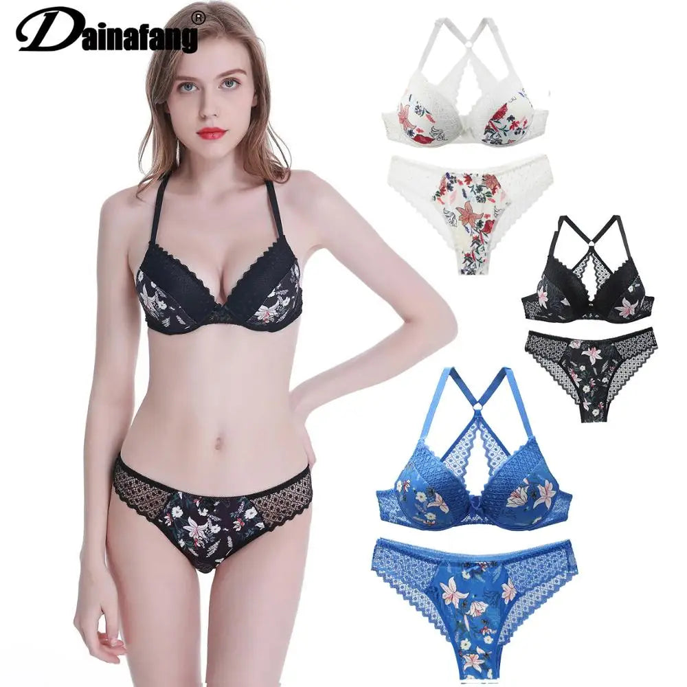 DaiNaFang Brand Bra Sets Sexy Women Underwire BCDE Cup Underwear Panties Intimate Plus Size Lingerie Female