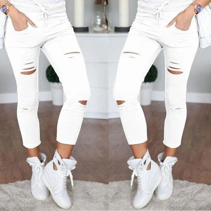 2023 New Ripped Jeans For Women Women New Ripped Trousers Stretch Pencil Pants Leggings Women Jean Casual Slim Ladies Jeans