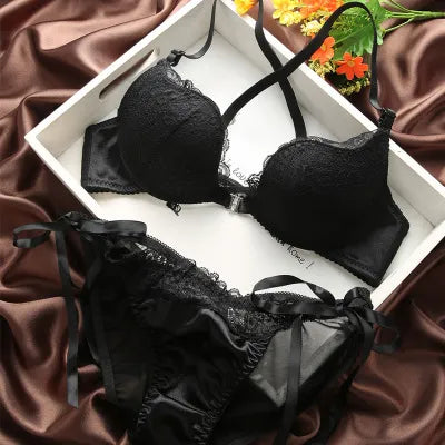 New sexy lace Beauty Back Bra bowknot fashion bra set vs sexy underwear sexy women bra set gathered push up bra brief set