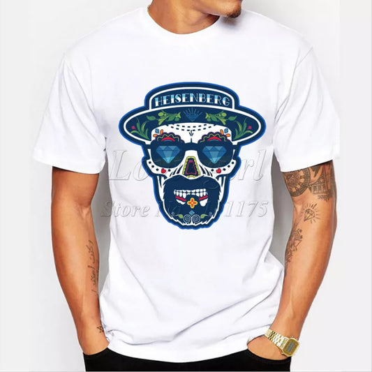 men's fashion breaking bad Heisenberg skull t-shirt Harajuku funny tee shirts Hipster O-neck cool tops