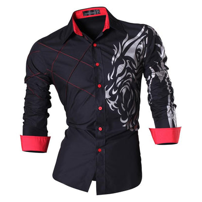 Jeansian Men's Fashion Dress Shirts Casual Long Sleeve Tatoo Stylish Z030