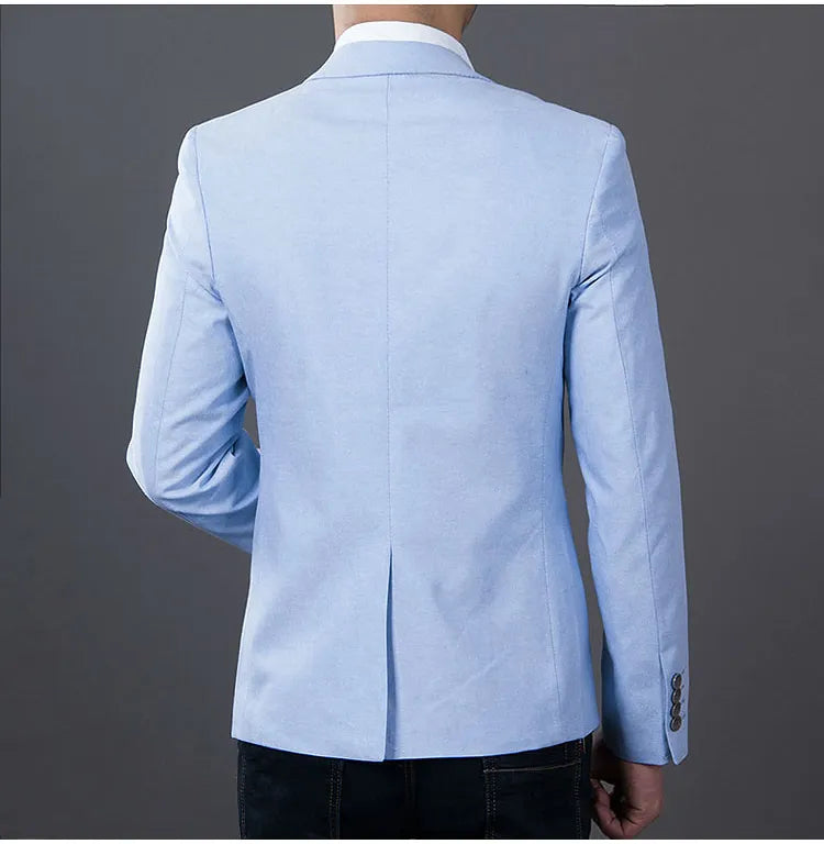 2023 Fashion Men Casual 1 Cotton Jackets Male Slim Fit formal Sky Blue Black Blazer Suit Plus Size 5XL Fashion Men Blazer Sping