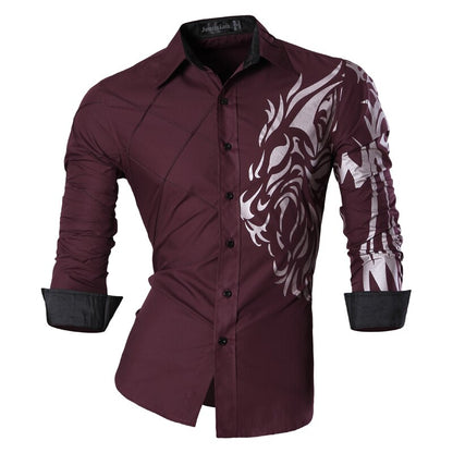 Jeansian Men's Fashion Dress Shirts Casual Long Sleeve Tatoo Stylish Z030