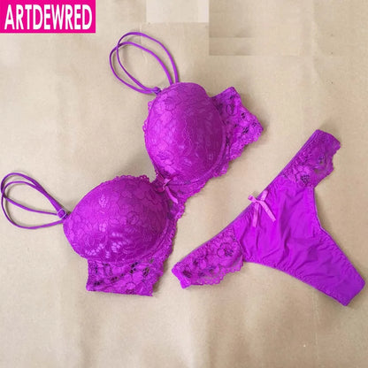 ARTDEWRED Brand Temptation Lace Brief Women Bra Set Intimate Plus Size ABC Push Up Bra Brief Sets Sexy Underwear Panty Set