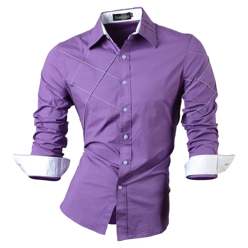 jeansian casual shirts dress male mens clothing long sleeve social brand boutique cotton western button 2028