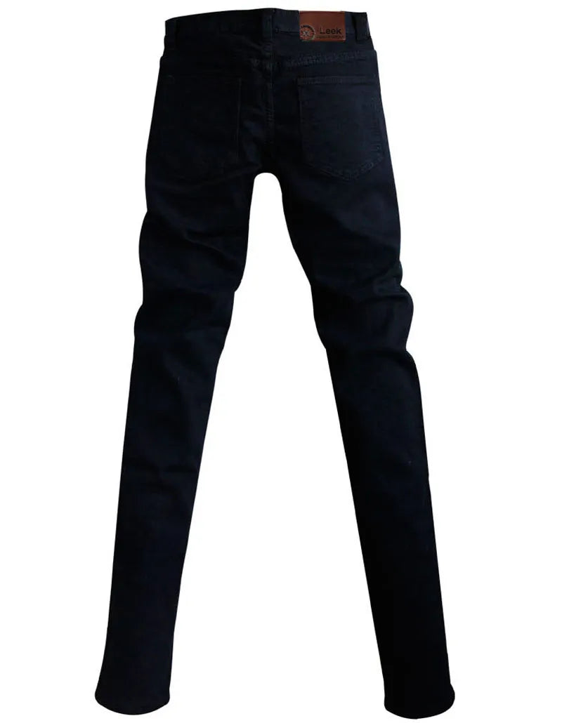 Idopy Hot Selling Men`s Korean Designer Black Slim Fit Jeans Punk Cool Super Skinny Pants With Chain For Male