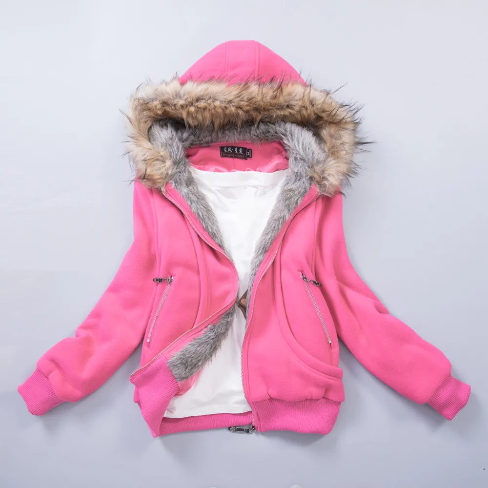 US Size S-3XL Upgraded Quality Jacket Women Spring Winter Coat Sweatshirt Large Raccoon Fur Hoodie Women Clothing #3002