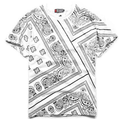 Bandana Men T Shirt 2023 Summer Short Sleeve Vintage Print Cashew Korean Fashion Harajuku Streetwear Hawaiian Hip Hop Clothing