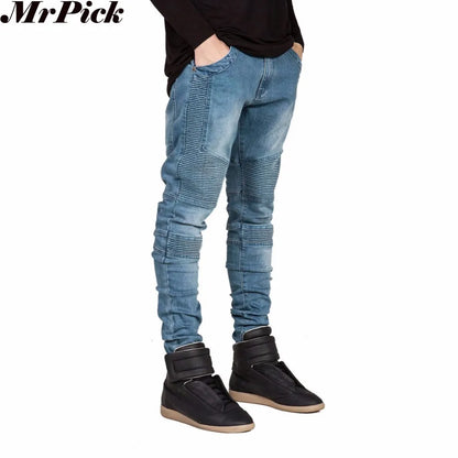 Men Skinny Jeans Men Runway Slim Racer Biker Jeans Strech Hiphop Jeans For Men Y2036