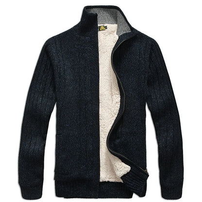 Men's Winter  Sweater Male Clothes Thick Fleece Casual Cardigan Knitted Sweater for Men Coat Warm 2021