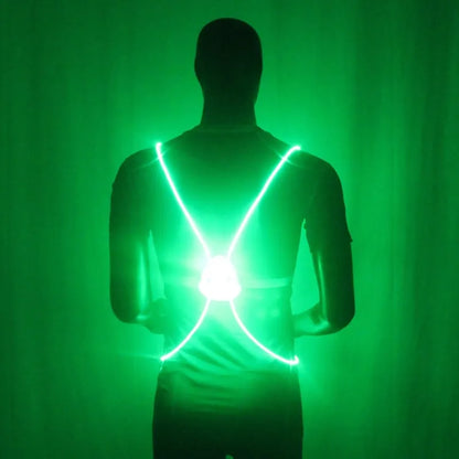 1pcs Light Up LED Reflective Vest Safety Belt Strap Night Running Cycling Glow With 4 Super Bright LEDs For Night Runner Cyclist