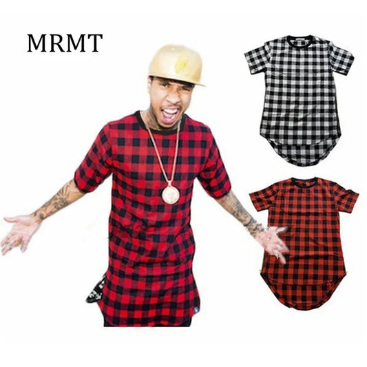 2023 Brand New Clothing Mens Plaid  T Shirts Hip Hop T-Shirt Zipper Men T-Shirts Streetwear Man Tshirt For Malel