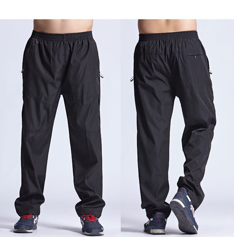 Men's Summer Quick Dry Breathable Thin Pants Elastic Waist Sportswear Sweatpants Outdoors Exercise Joggers Men zipper Trousers