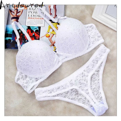 Intimates Set New Women Sexy Bra Sets Embroidered Lace Thong Bra And Panty Set Bow B C 34 36 38 Sexy Lingerie Set s