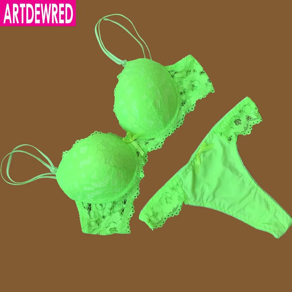 ARTDEWRED Brand Temptation Lace Brief Women Bra Set Intimate Plus Size ABC Push Up Bra Brief Sets Sexy Underwear Panty Set