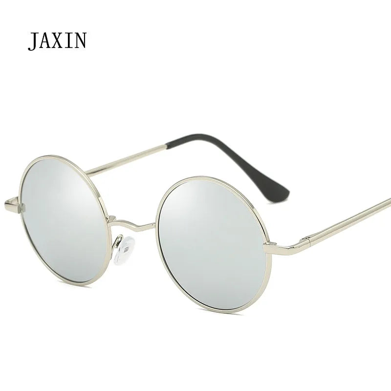 JAXIN Retro Round Sunglasses Men personality Fashion handsome Black Polarized Sun Glasses Mr brand design classic mirror UV400