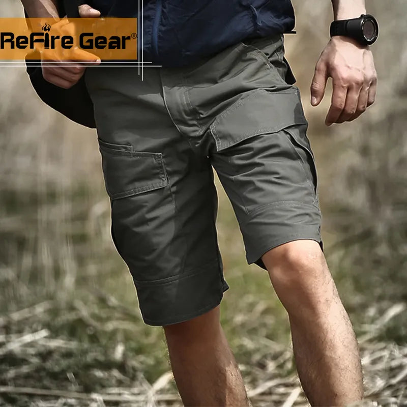 Summer Militar Waterproof Tactical Cargo Shorts Men Camouflage Army Military Short Male Pockets Cotton Rip-stop Casual Shorts