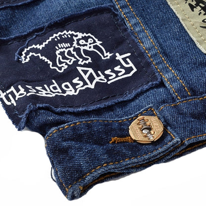 Classic Vintage Men's Jeans Vest Sleeveless Jackets Fashion Patch Designs Punk Rock Style Ripped Cowboy Frayed Denim Vest Tanks