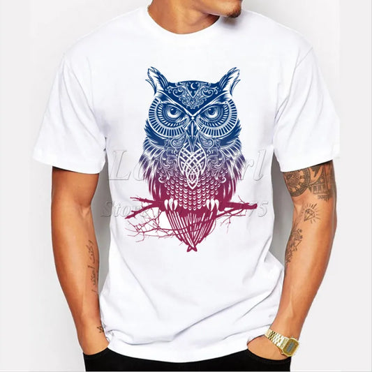 Newest 2018 men's fashion short sleeve night warrior owl printed t-shirts  funny tee shirts Hipster O-neck popular tops