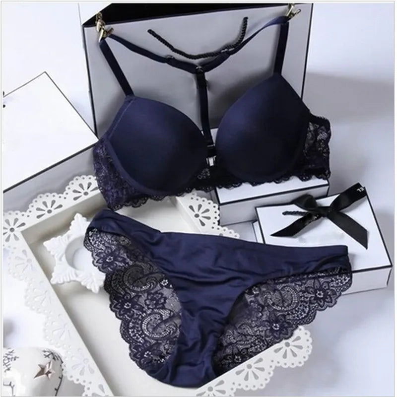 8 Color Sexy Elegant ABC Cup Bra and Panty Set Women Bras Sets  Lady Underwear Push Up Lingeries Brief Thong