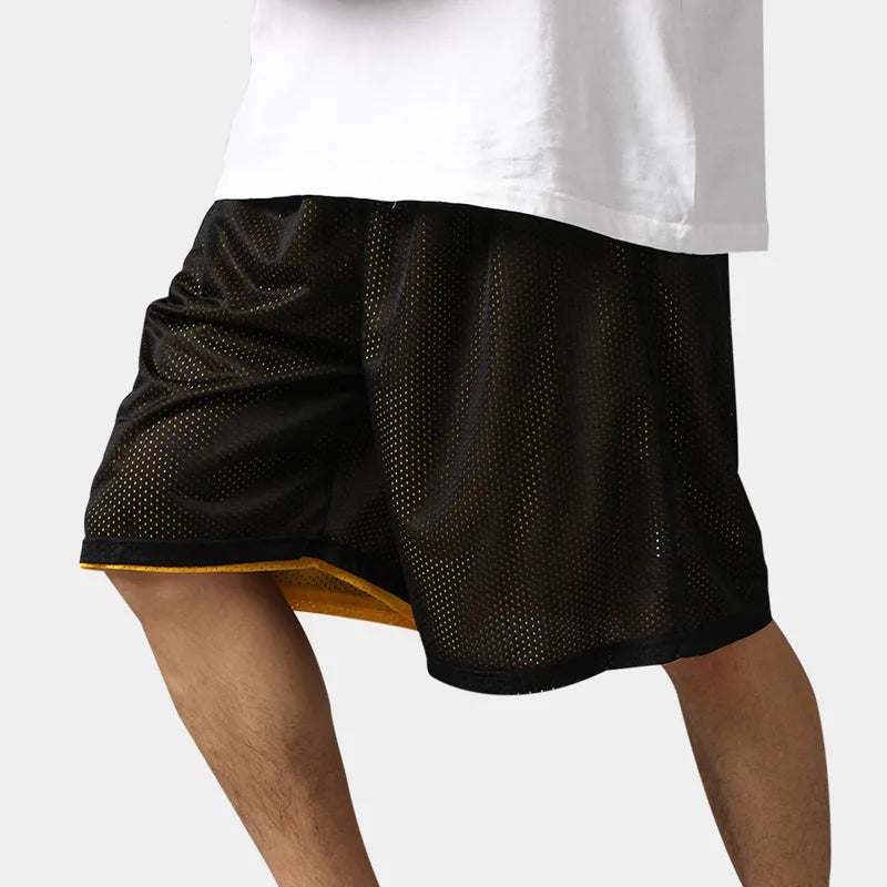 Hot High Quality Reversible Casual Shorts Men Summer Double-Way Breathable Basketballs Shorts